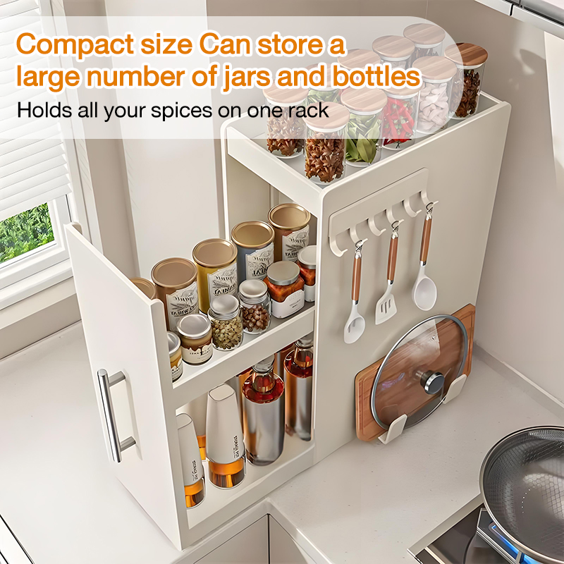 Steel Pull-Out Spice Storage Rack Narrow Space-Saving Kitchen ...