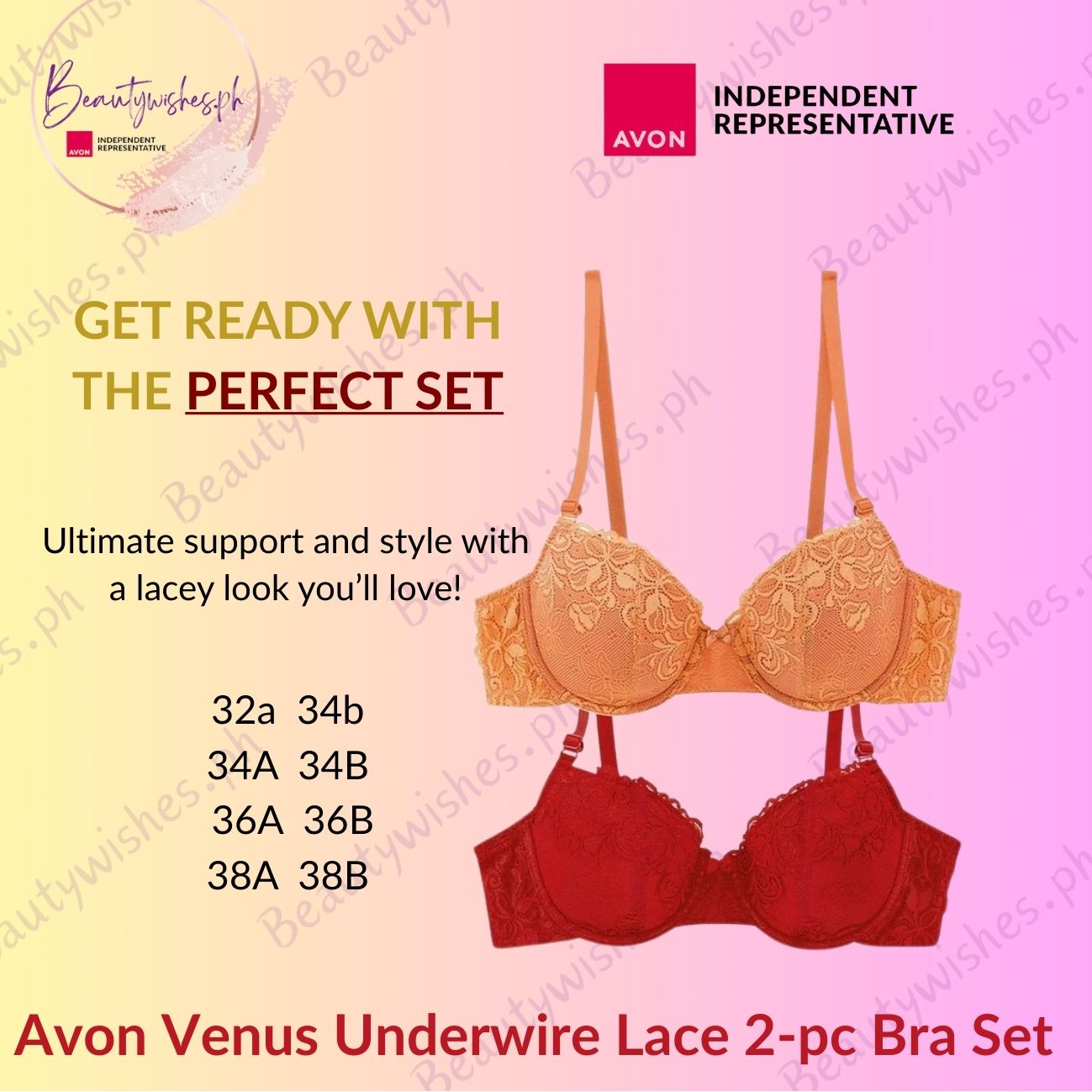 Avon Ingrid underwire 2pc Lace Bra | Shopee Philippines