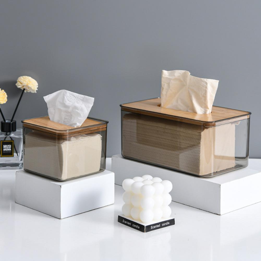 Simple wooden tissue box Nordic style pumping box living room desktop ...
