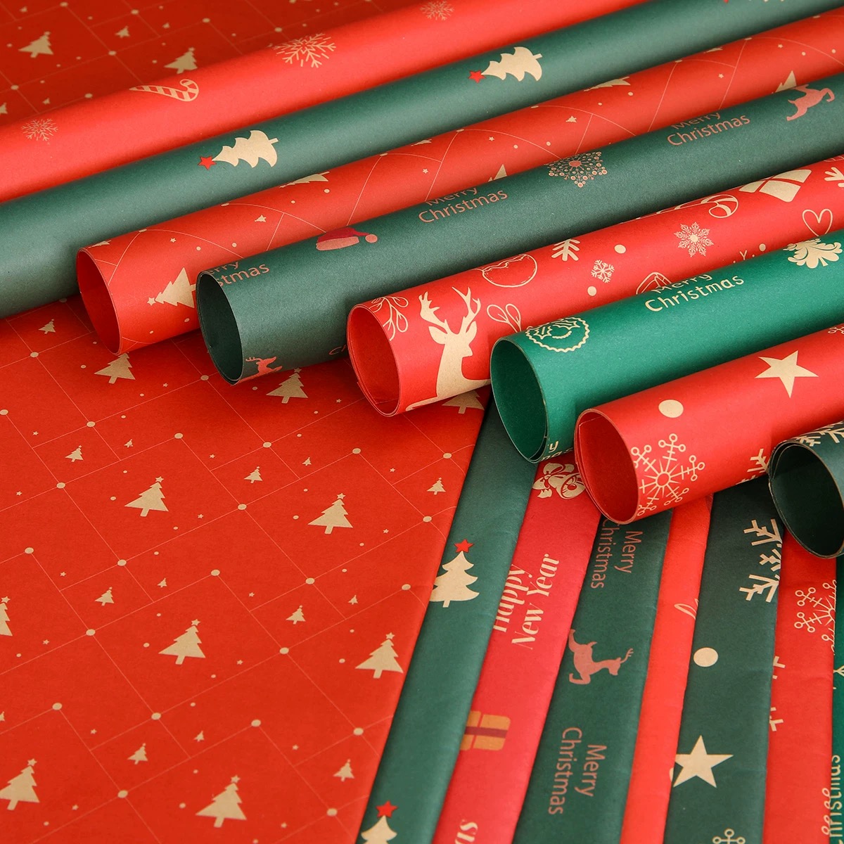 Christmas Gift Wrapper Paper Rolls 10sheets Flower Bouquet Wrapping ...
