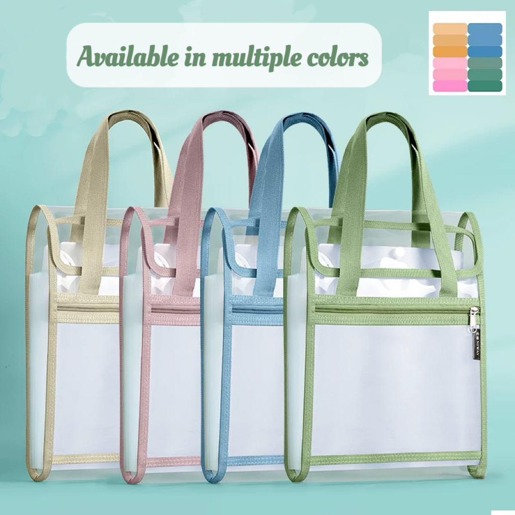 File Folder Organizer Expanding A4 Portable Handle Zipper Document Bag ...