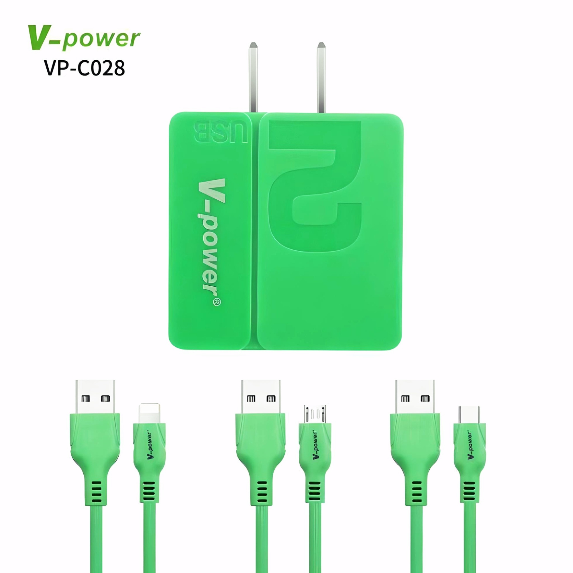 V-power C028 2.1A Travel Charger 2USB PORT for w/ Cable for Micro/IPh ...