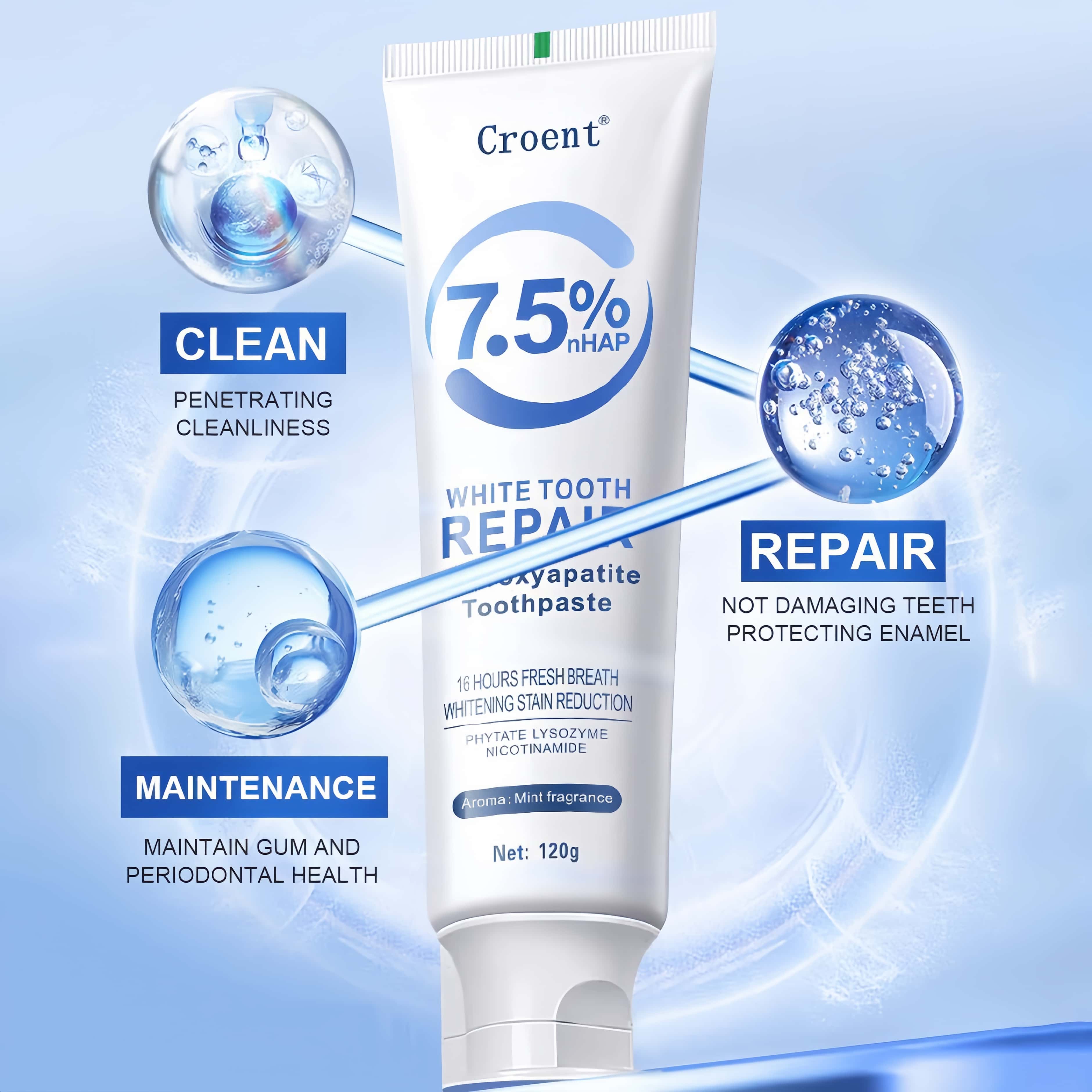 7.5 Hydroxyapatite Toothpaste Teeth Whitening Toothpaste Hyaluronic ...