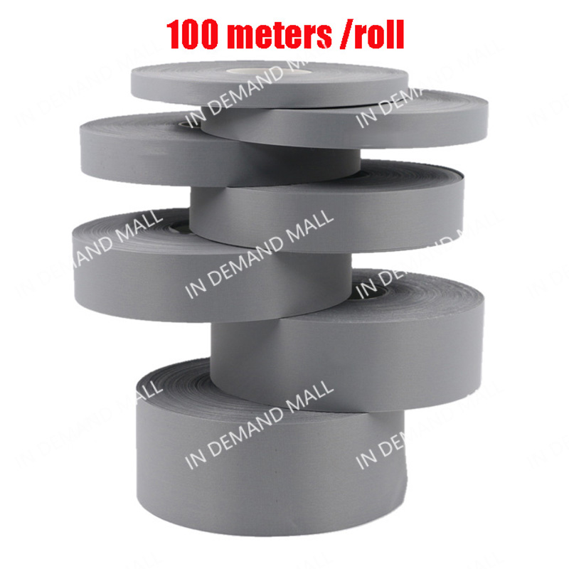 100M/roll Reflector Fabric cloth gray silver reflective safety tape for ...