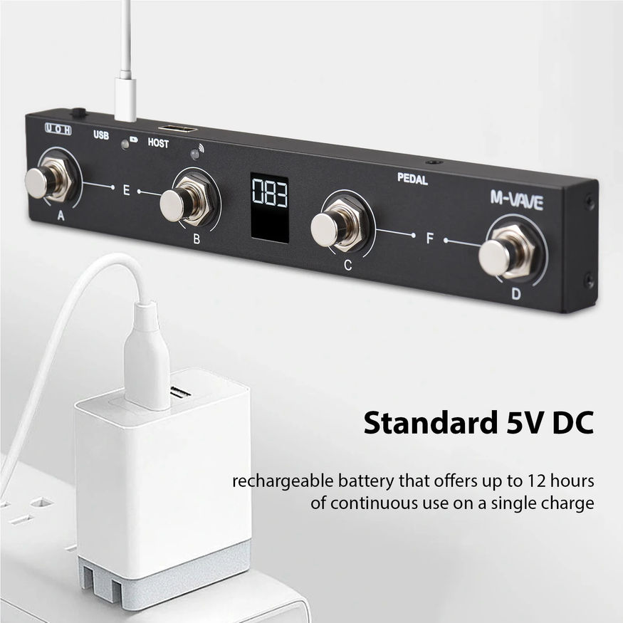 Pedaliera MIDI Wireless Chocolate Plus Per M-VAVE – 4 Pulsanti, Ricaricabile, Compatta E Portatile