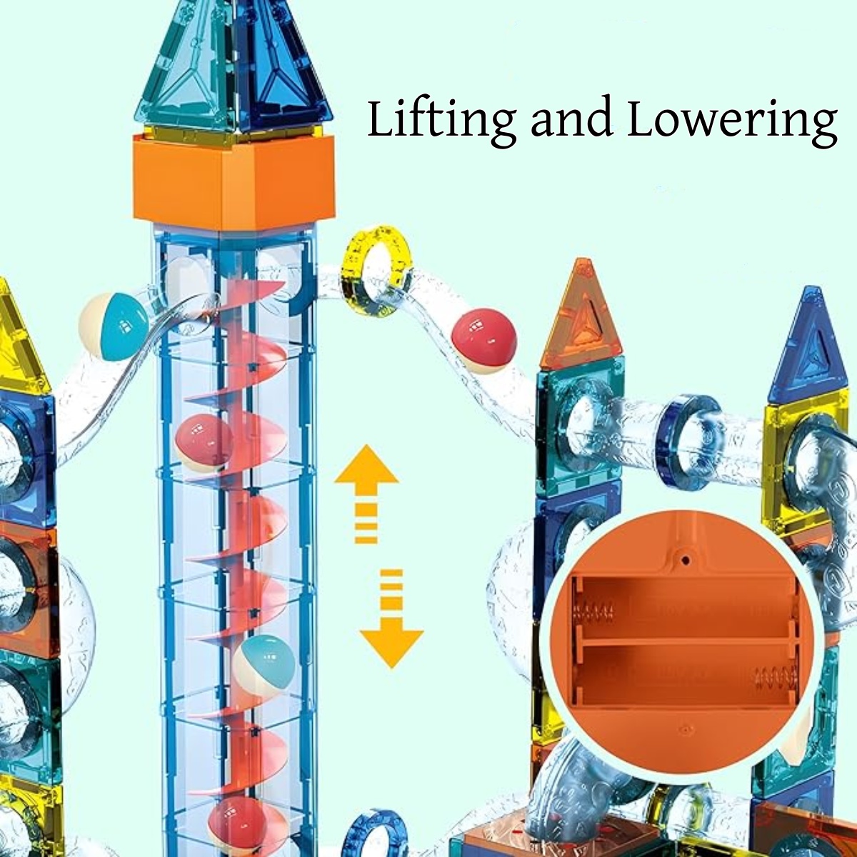 Electric Magnetic Tiles Marble Run Set STEM Building Puzzle Toys for ...