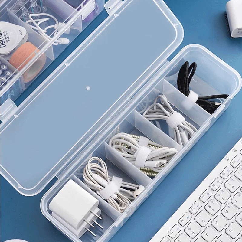 5 Grids Large Capacity Data Cable Storage Box Multifunction Desktop ...