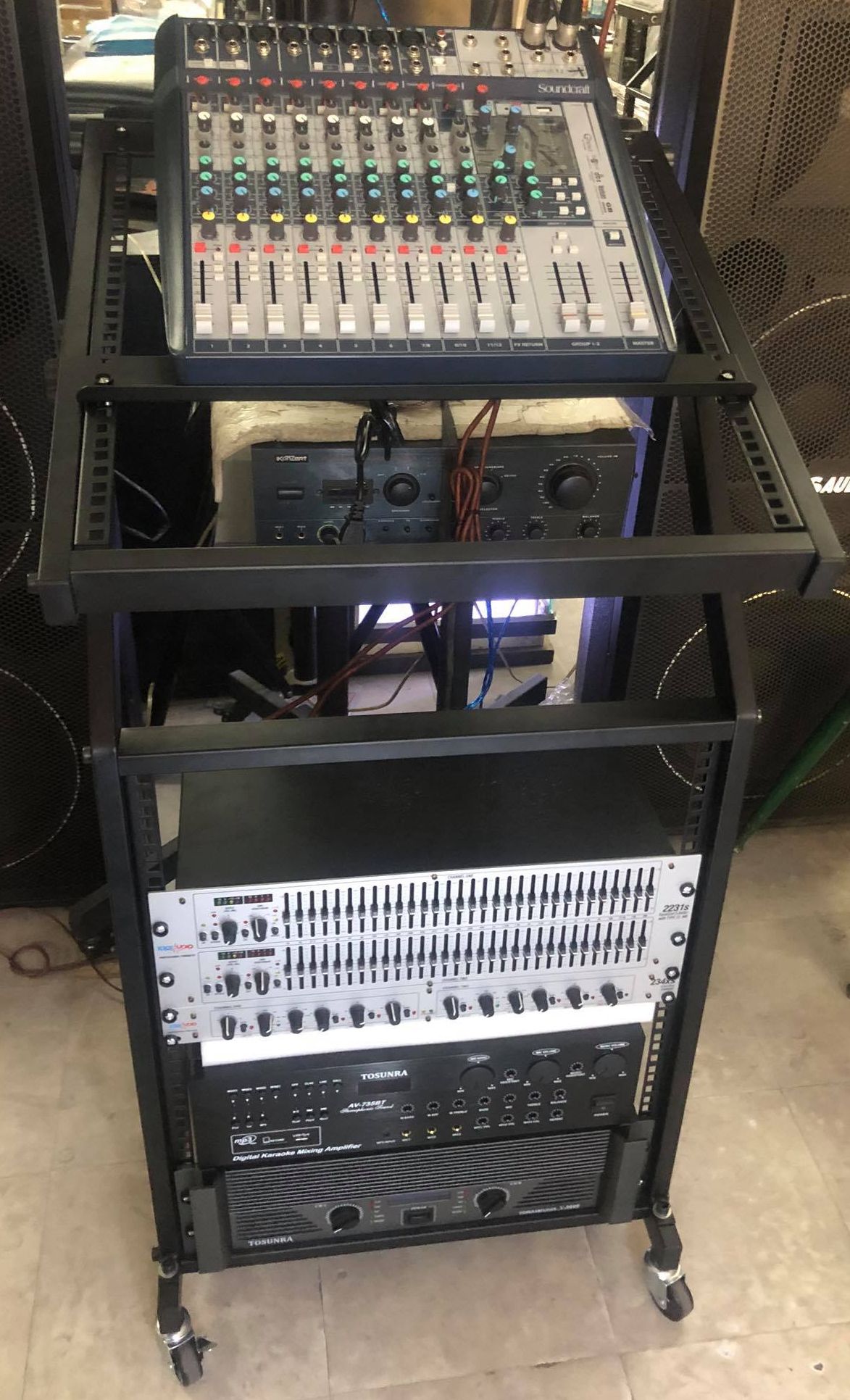 Dj Skeletal Rack Mount Studio Mixer Stand Rolling Stage Cart tour case ...