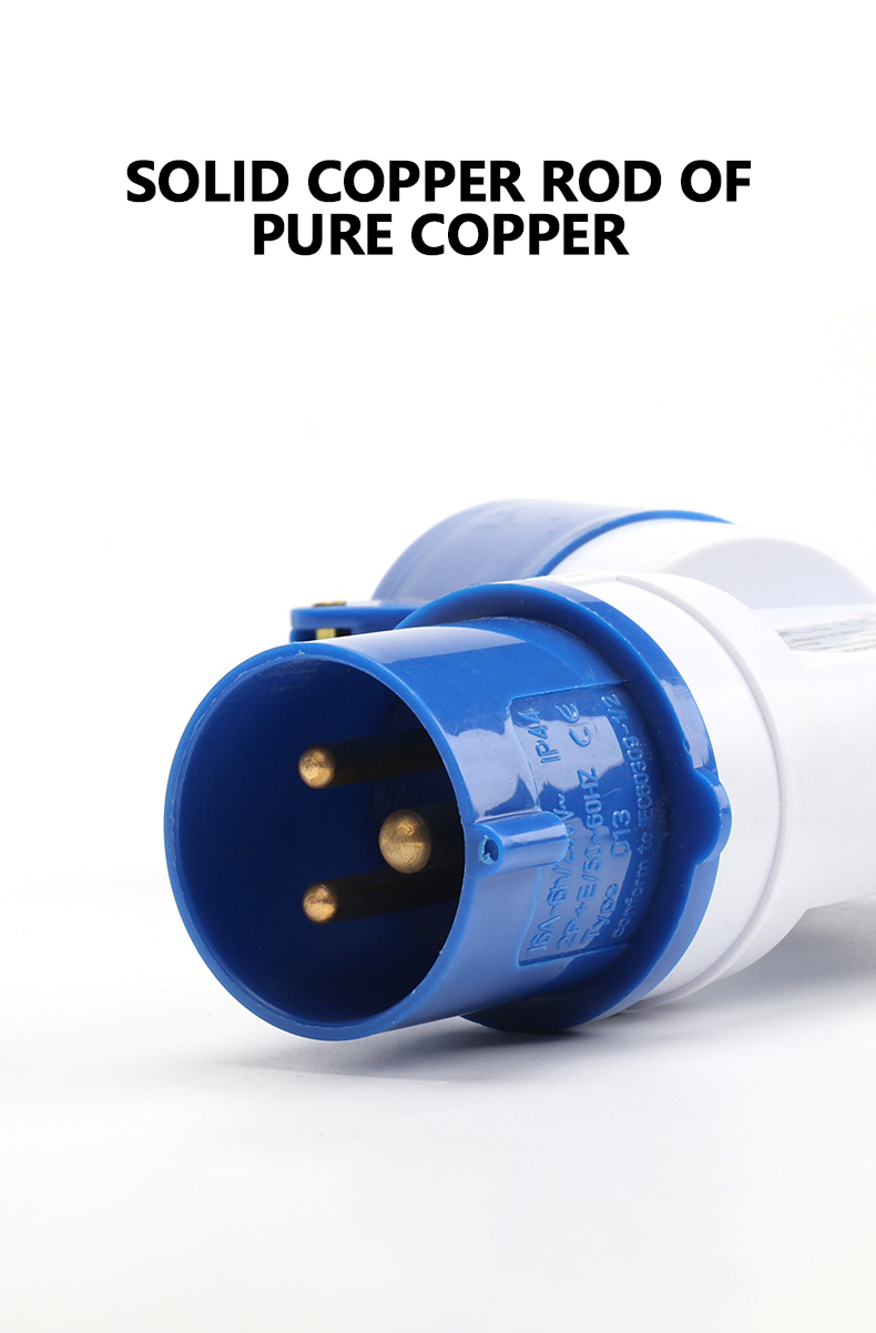 Industrial plug socket Y-type - three-way 3-core/16A blue, 1/3 output ...