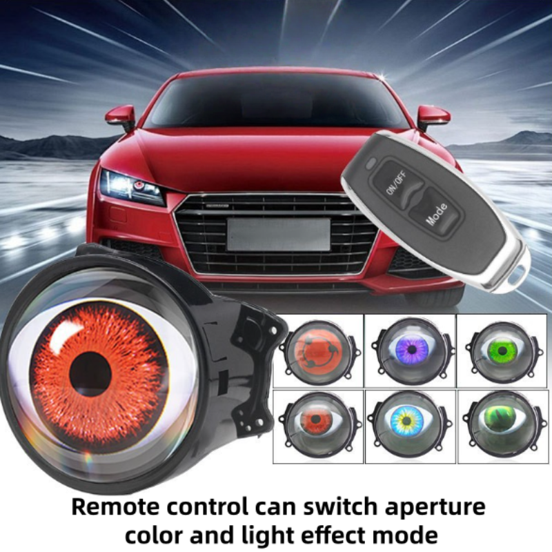 3D Eyes Lens Lights LED 12V-36V Remote Dynamic Devil Eyes Car Headlight ...