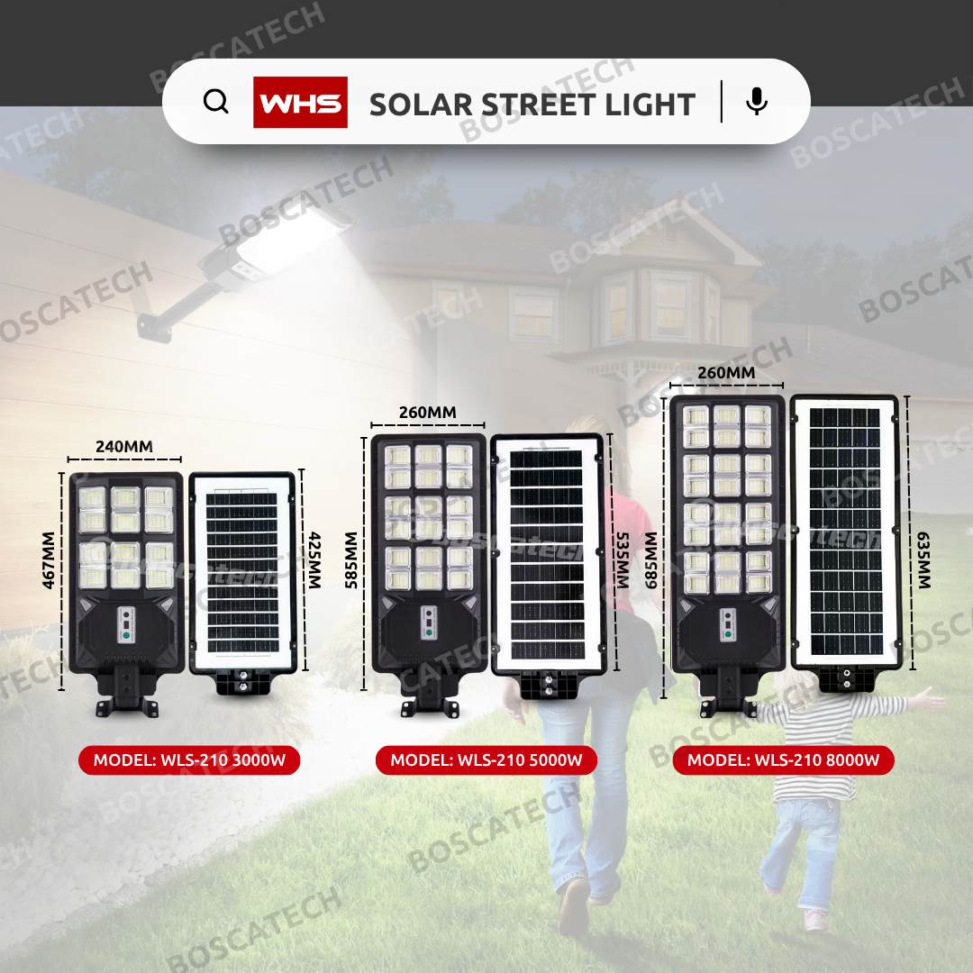 WHS 8000W 5000W 3000W LED Solar Street Light IP65 Waterproof Radar ...