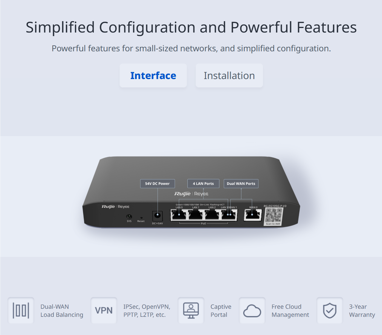Ruijie | Reyee RG-EG105G-P V3 / RG-EG105G V3 Cloud Managed Load Balance ...