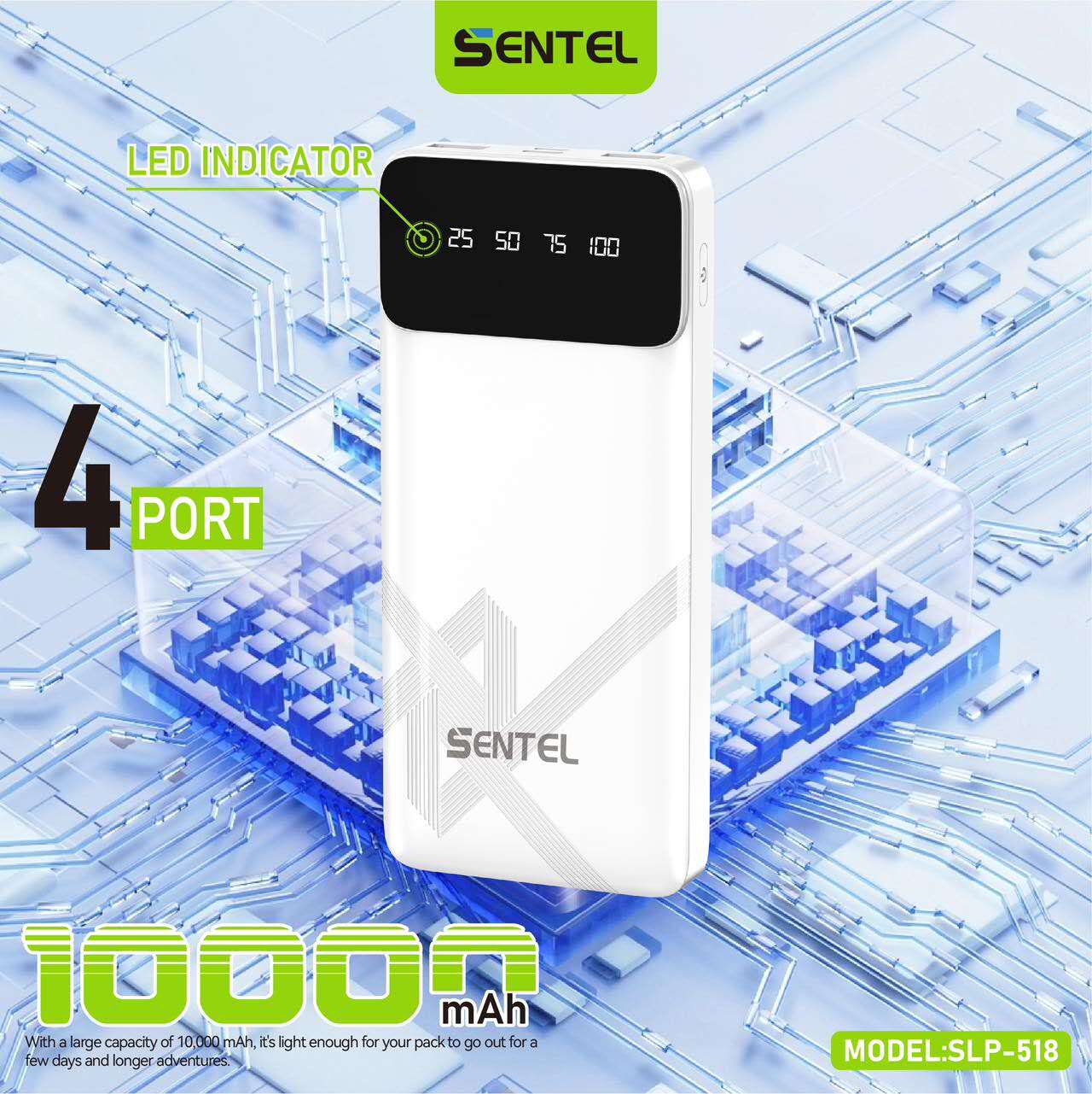 Sentel 10000mAh Powerbank Slim and Lightweight Fast Charging Power Bank ...