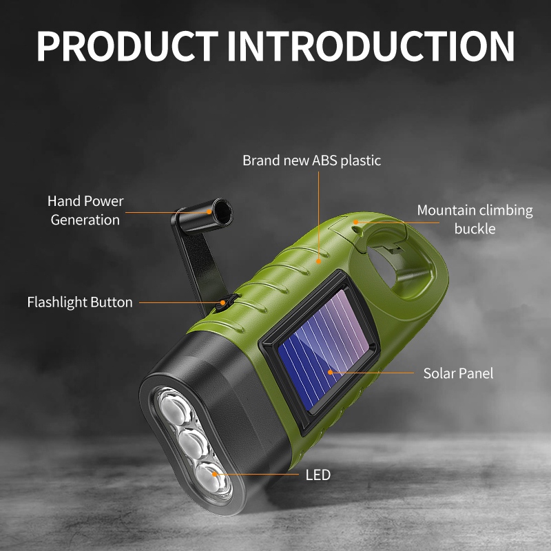 Hand Crank Solar Emergency Flashlight survival flashlight Disaster ...