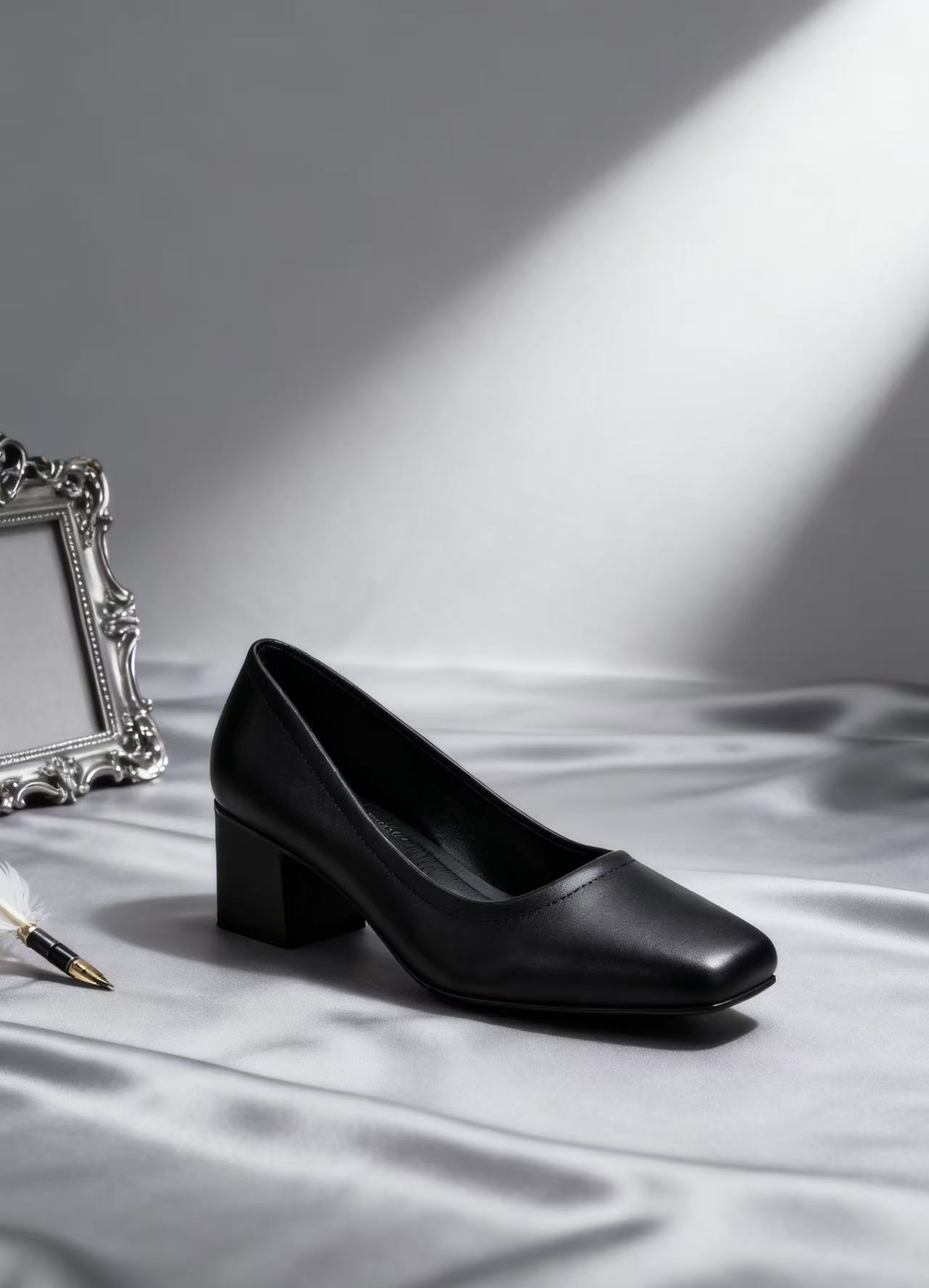 Golden Crown Classy Black 2 Inches High Korean square Toe Work Heels ...