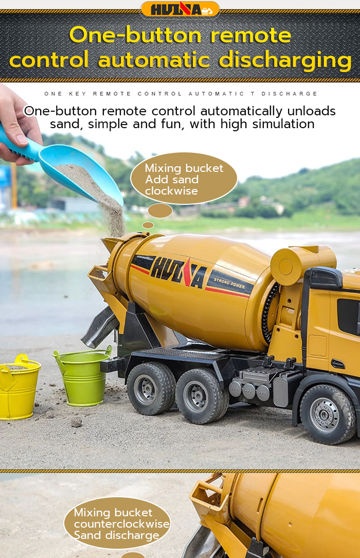 Remote Control Alloy Mixer Truck-Rechargeable Children's Construction ...