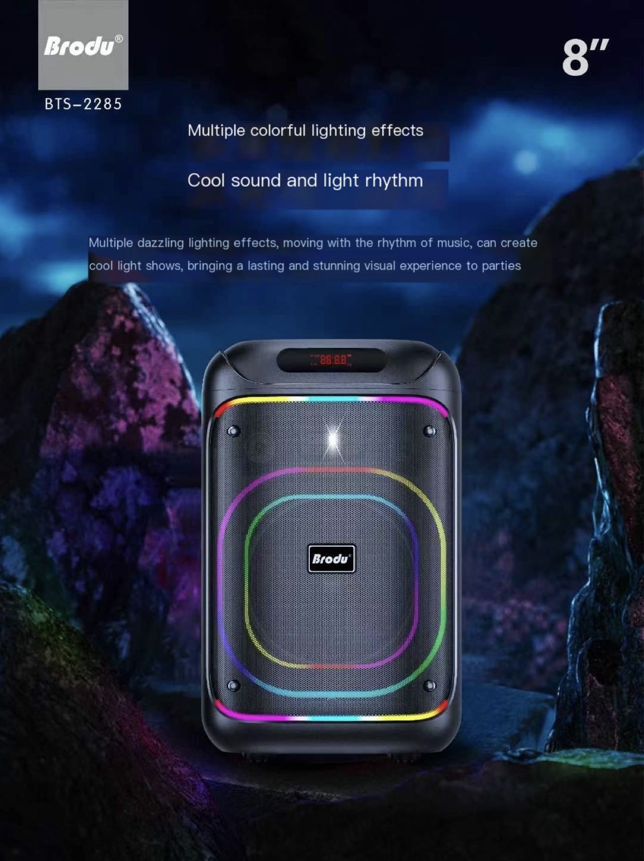 Brodu Series RGB Portable Subwoofer Karaoke Wireless Bluetooth Speaker ...