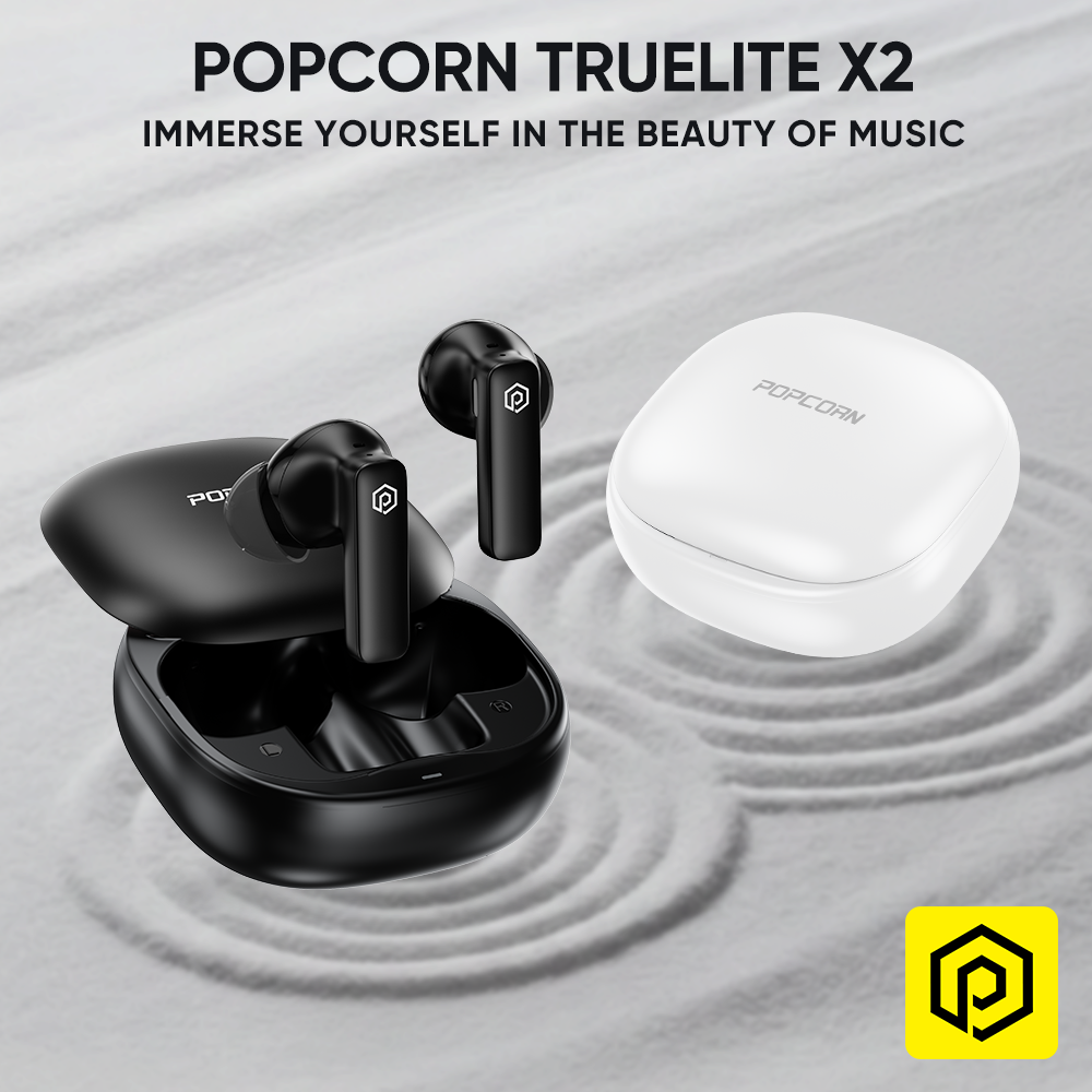 Popcorn Truelite X2 TWS BT6.0 Wireless Earbuds Earbuds Noise ...