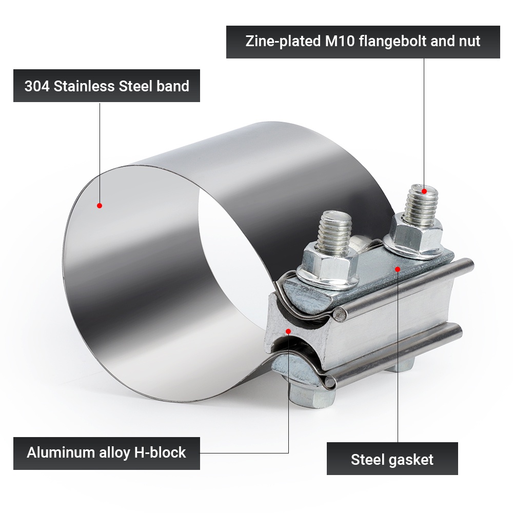 2.0 2.5 Inch Exhaust Pipe Clamp Stainless Steel Sleeve Coupler ...