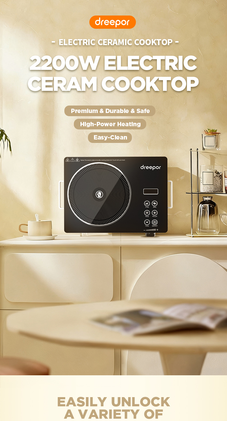 Dreepor Multifunction Electric Ceramic Stove High Power 2200W Energy ...