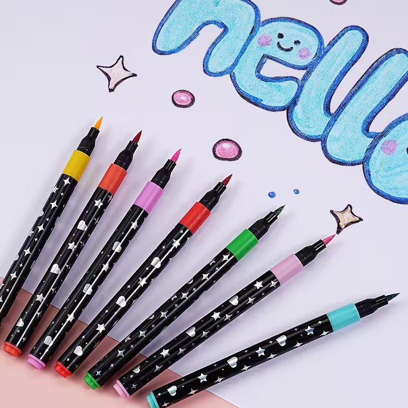 Colorful Soft Tip Glitter Quicksand Markers - For Kids Students Journal ...