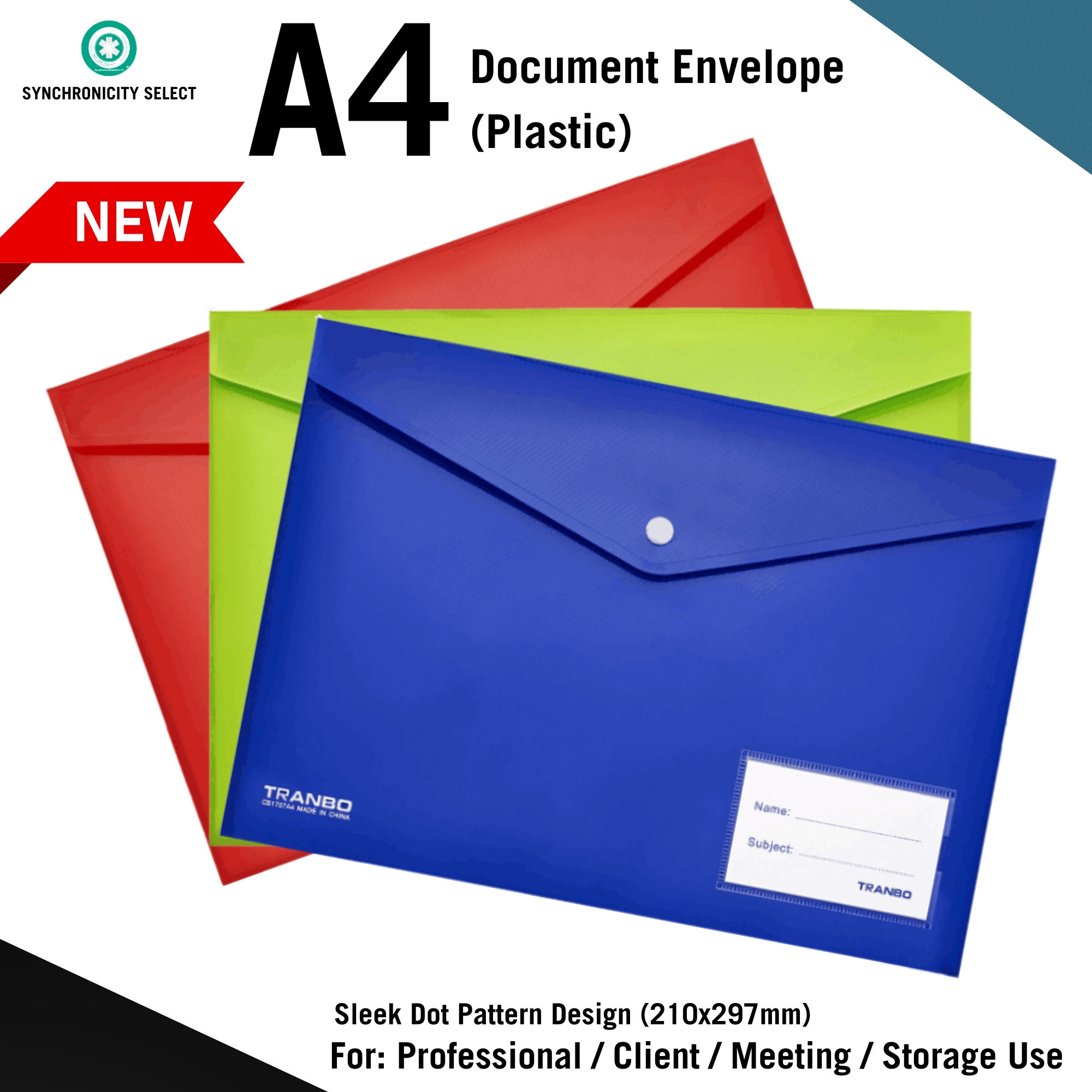 A4 Plastic Utility Envelope - for Client Document Drawing File Project ...