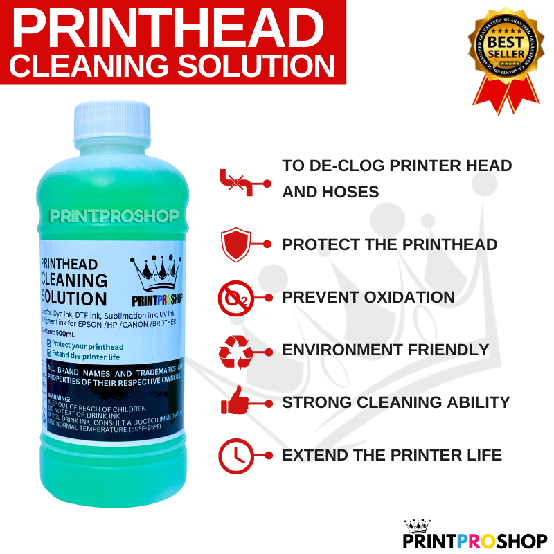1Liter 500ml Printhead Cleaning Solution Green for EP, Brother, HP ...