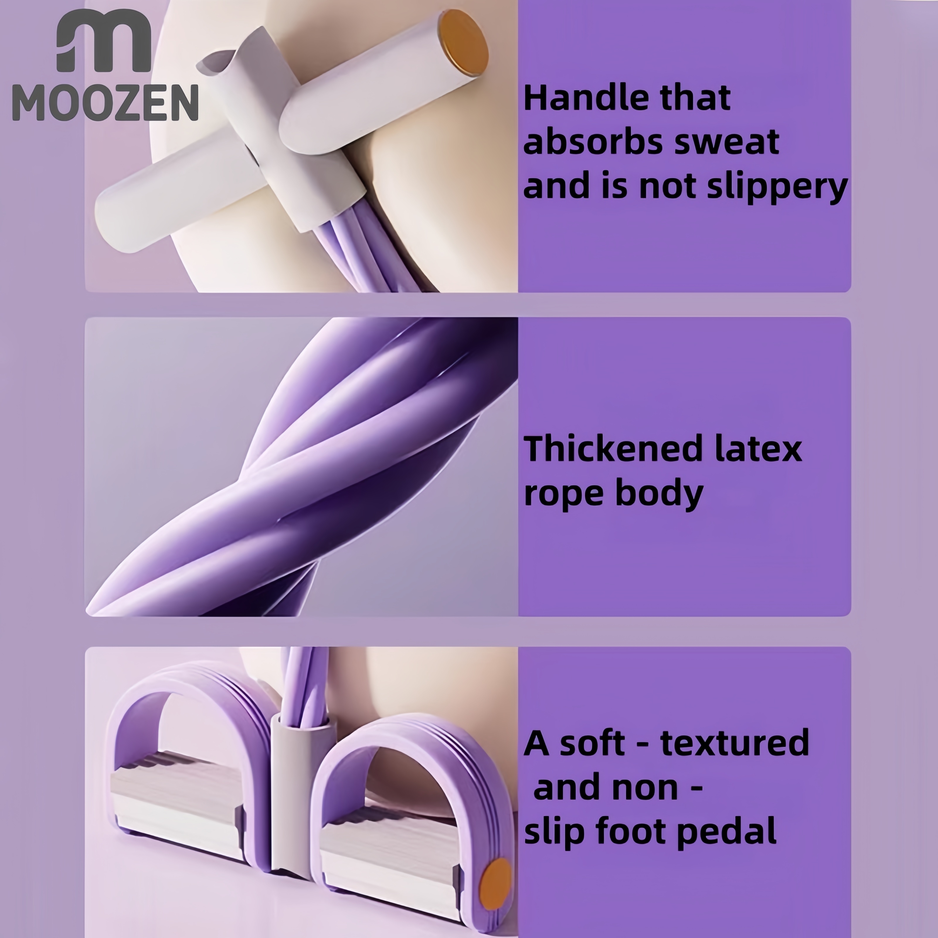 MOOZEN 4/6-Tube Foot-Pedal Resistance Band– Elastic Yoga Tension Rope ...