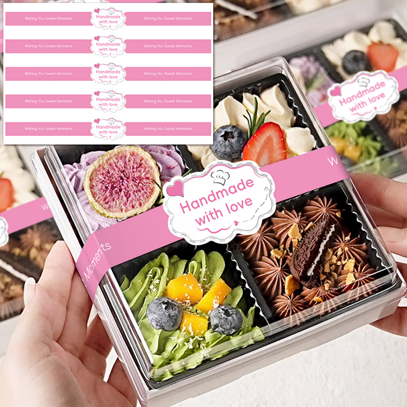 50PCS Long Style Handmade Baking Sealing Stickers Wishing Sticker Cake ...