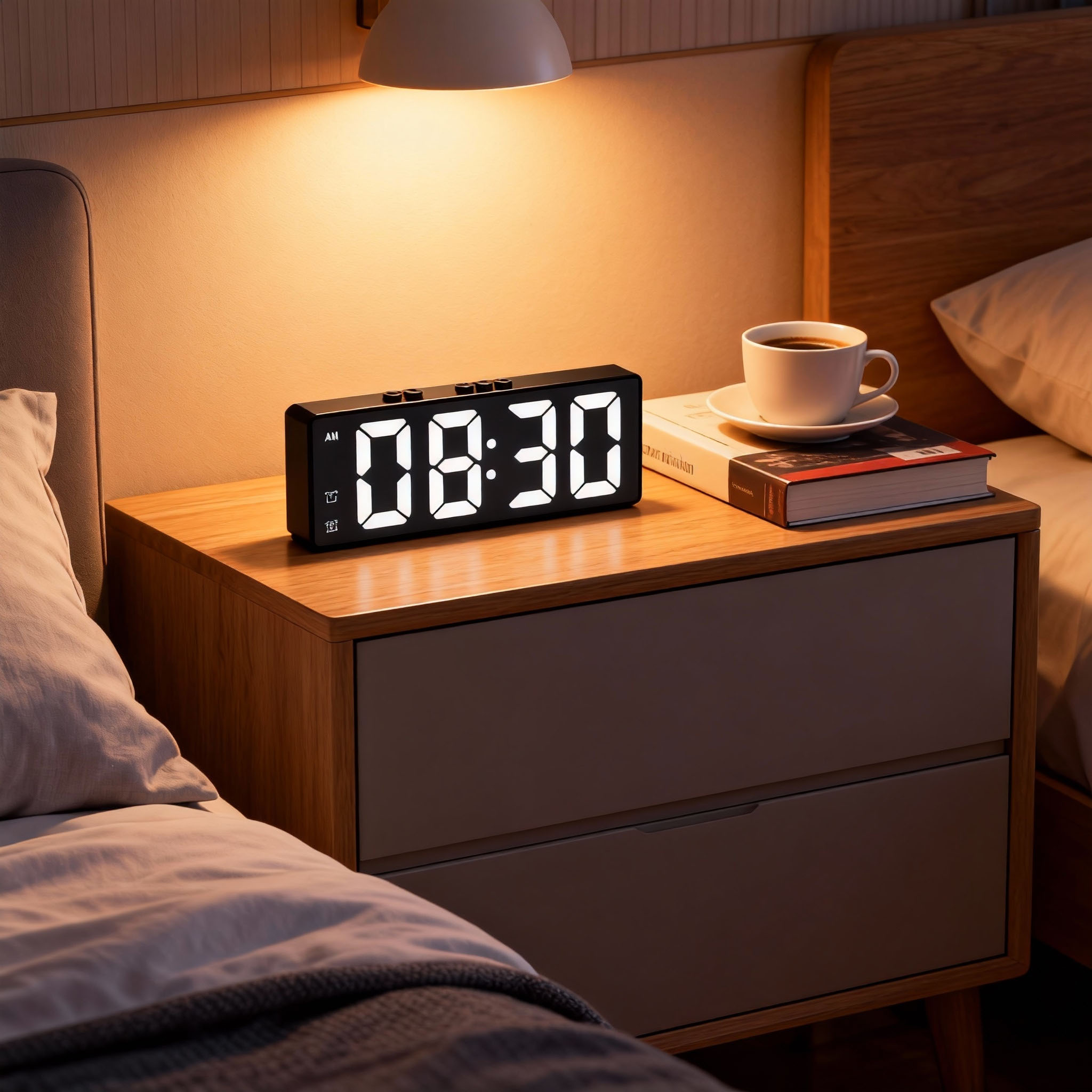 1PC LED electronic alarm clock modern style clock simple voice ...