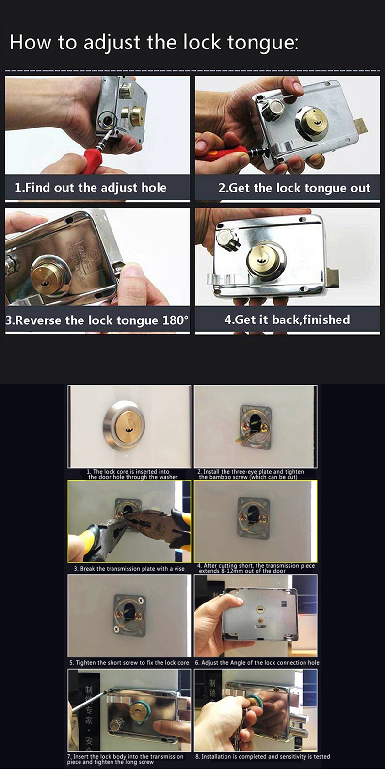 Stainless Steel Main Door Lock Set Strong Deadbolt Gate Lock Exterior ...
