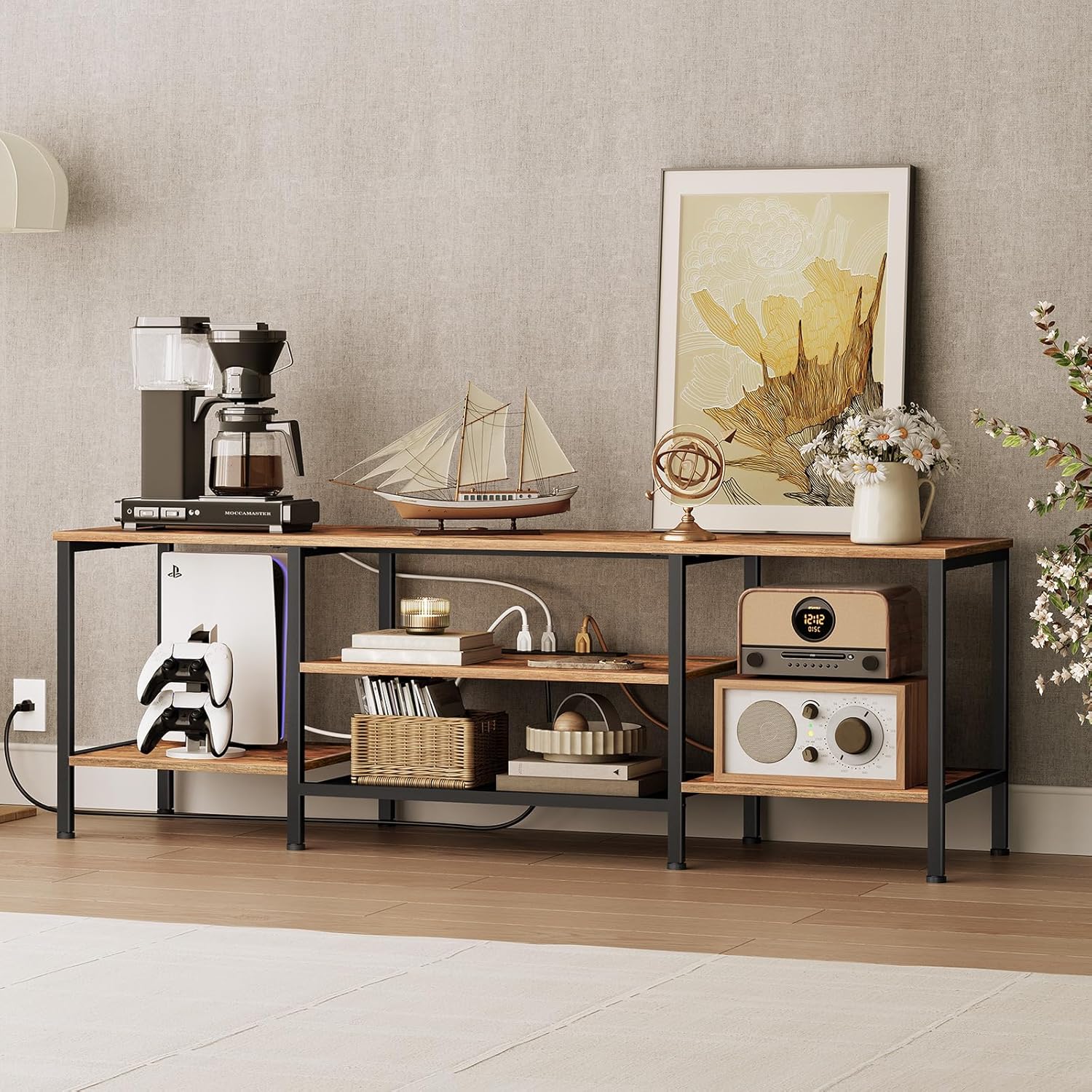 Multi-layer Tv Rack Storage Cabinet Shelf Living Room Metal Frame Tv ...