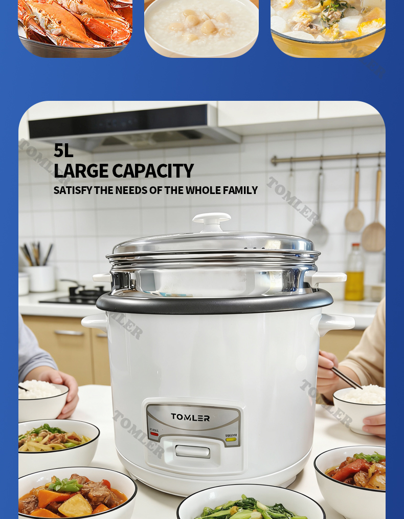 TOMLER Multi-functional Electric Cooker Rice Cooker 3L/5L Non-stick ...