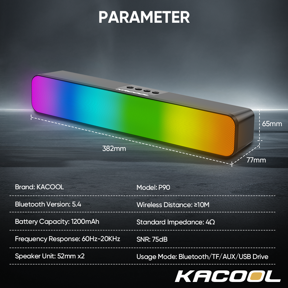 Popcorn RGB Soundbar Bluetooth Bass Stereo Wireless Bluetooth Speaker ...
