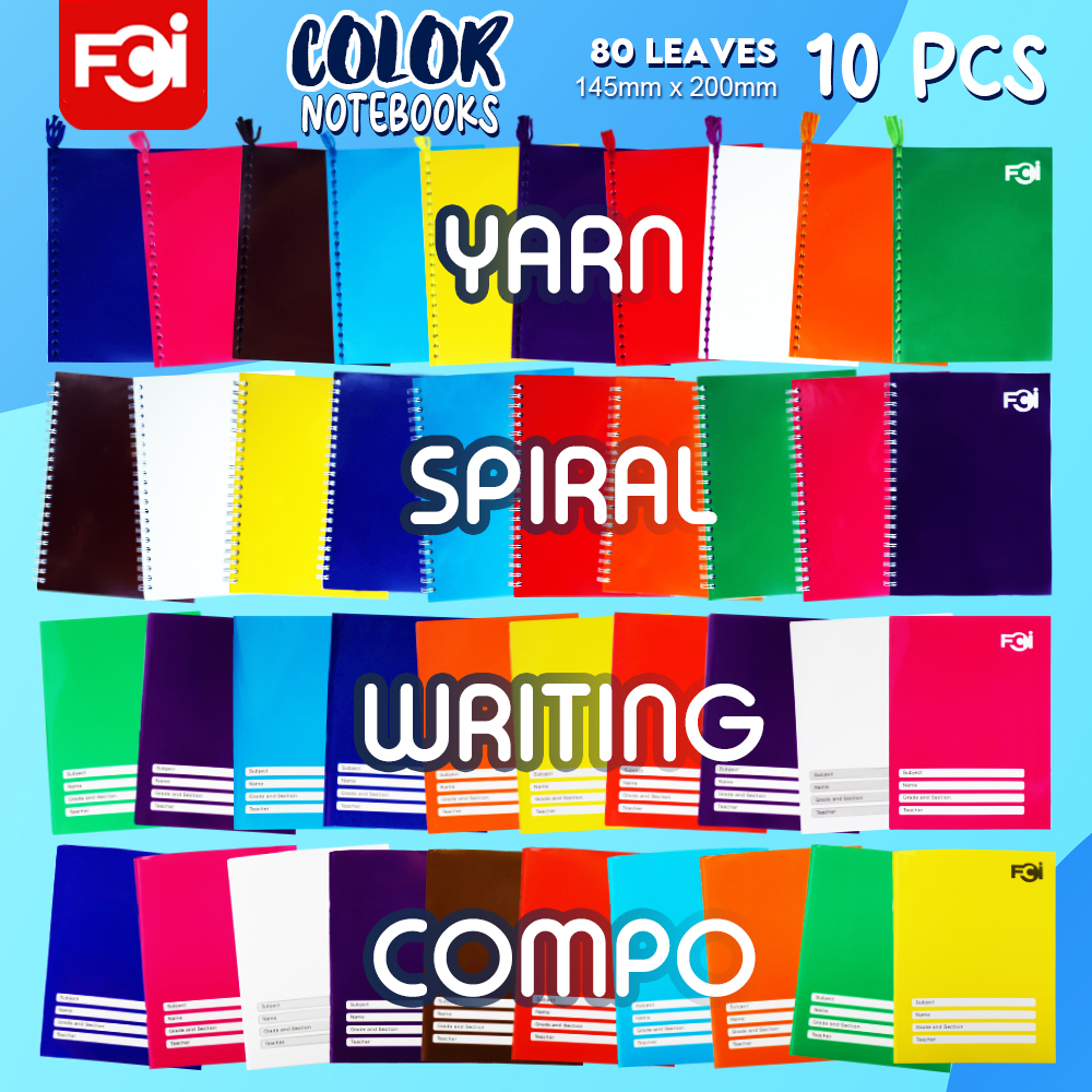 FCI Writing Notebook, Compo, Spiral, Yarn Notebook Neon Random Color ...