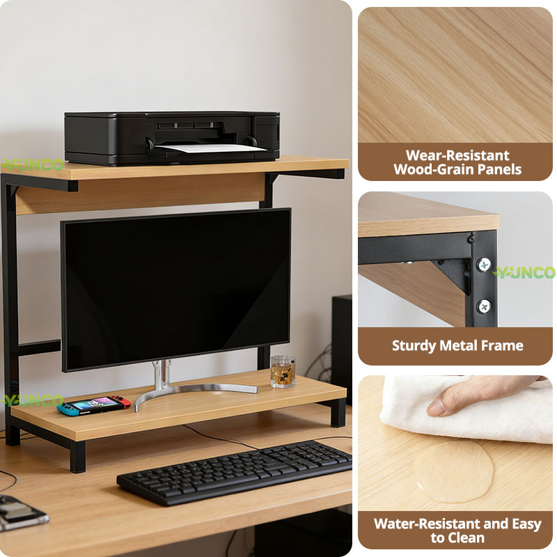 Multi-layer Desktop Shelf Bookshelf Office Desk Storage Multi-function ...