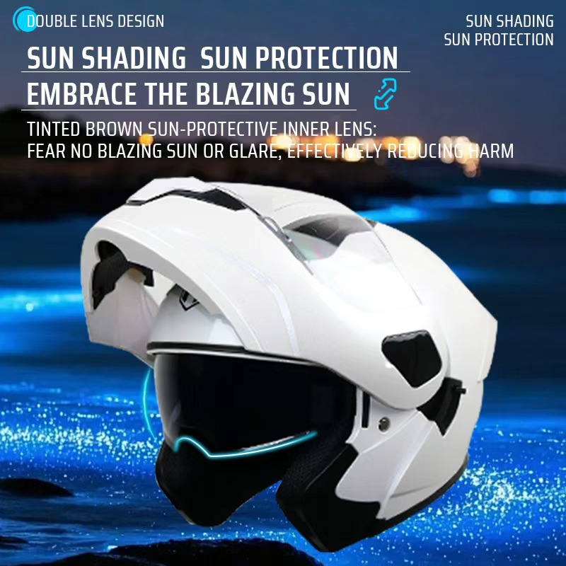 【𝑭𝒍𝒊𝒑 𝑼𝒑】HNJ Modular Dual Visor Helmet Full Face Helmet for Motorcycle ...