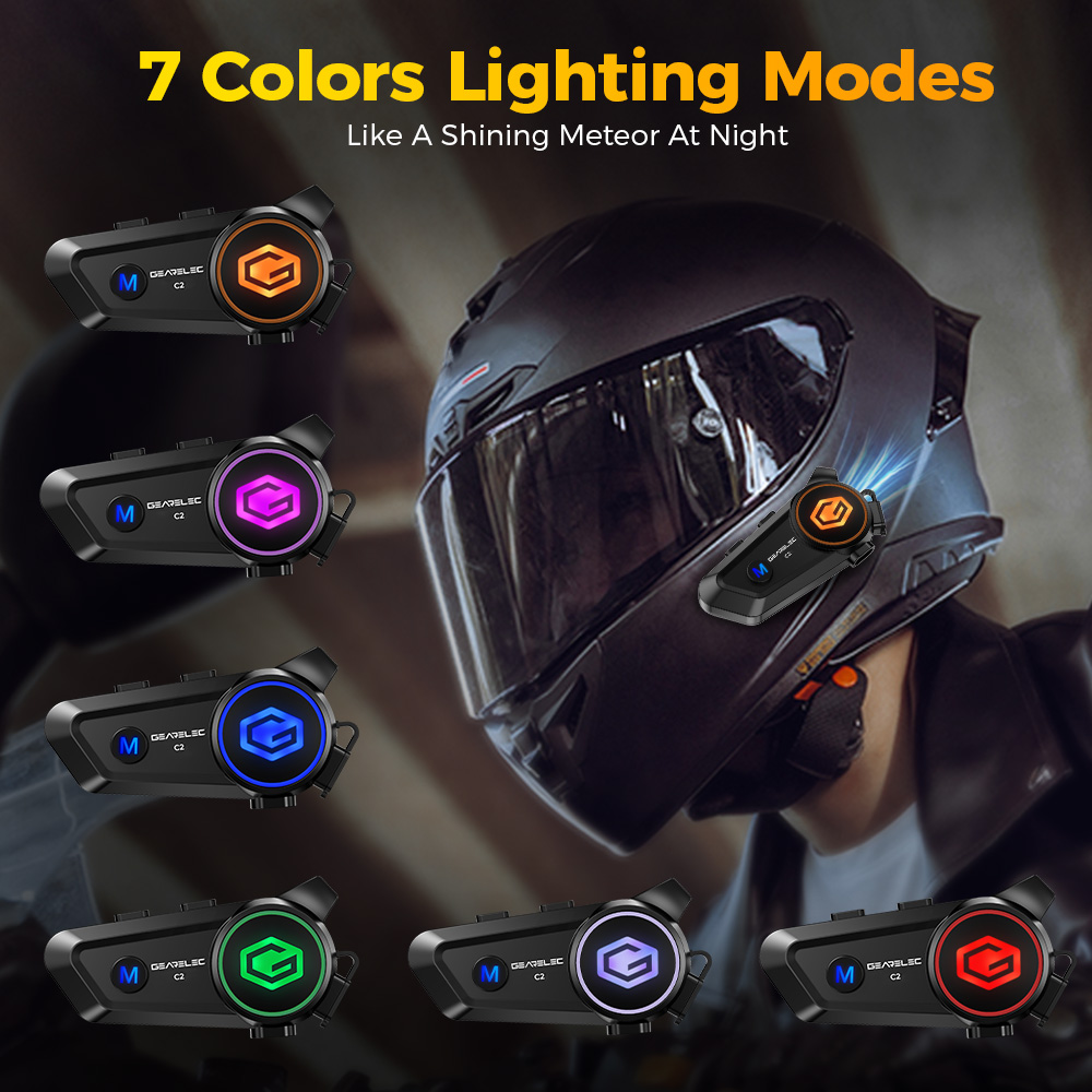 GEARELEC C2 Motorcycle Helmet Intercom Headset For 2 Riders Alone ...