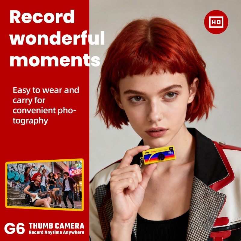 G6 Thumb Keychain Camera 0.96 Inch Retro Mini Action Cameras 1080P Very ...
