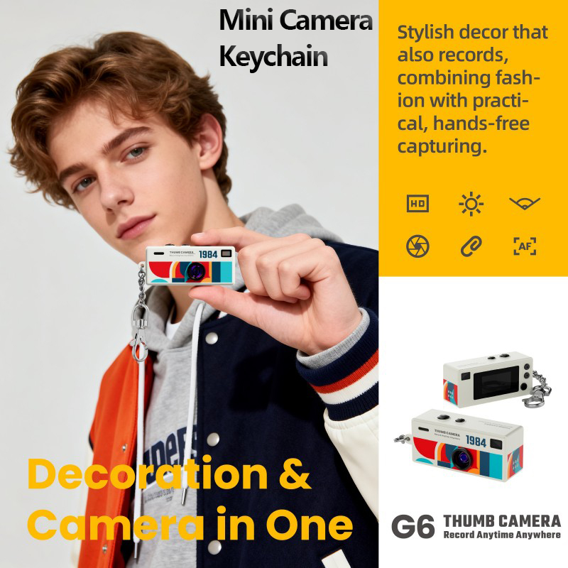G6 Thumb Keychain Camera 0.96 Inch Retro Mini Action Cameras 1080P Very ...