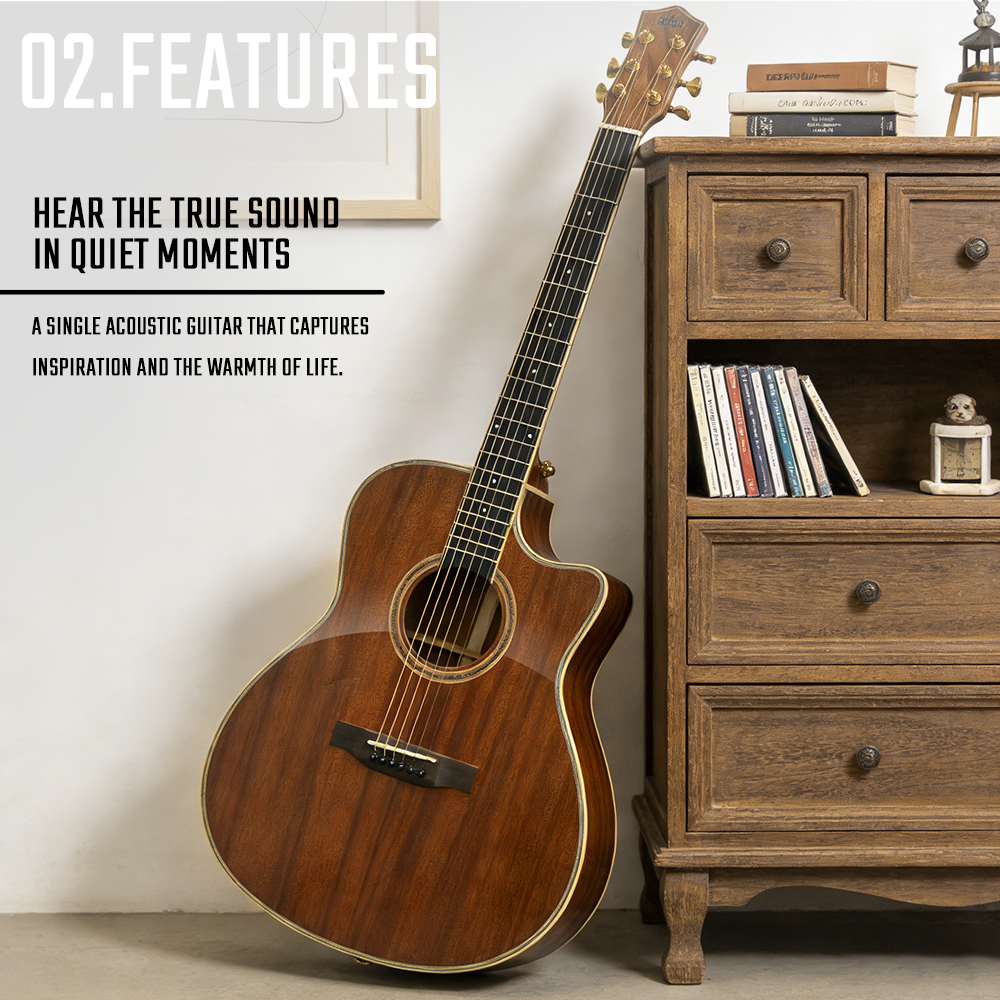 RIXTON 41inch Solid Acoustic Guitar Professional Acoustic Guitar for ...