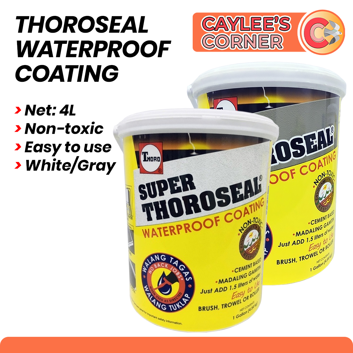 Super Thoroseal Waterproof Coating in Gray & White 4.54kg (Gallon ...
