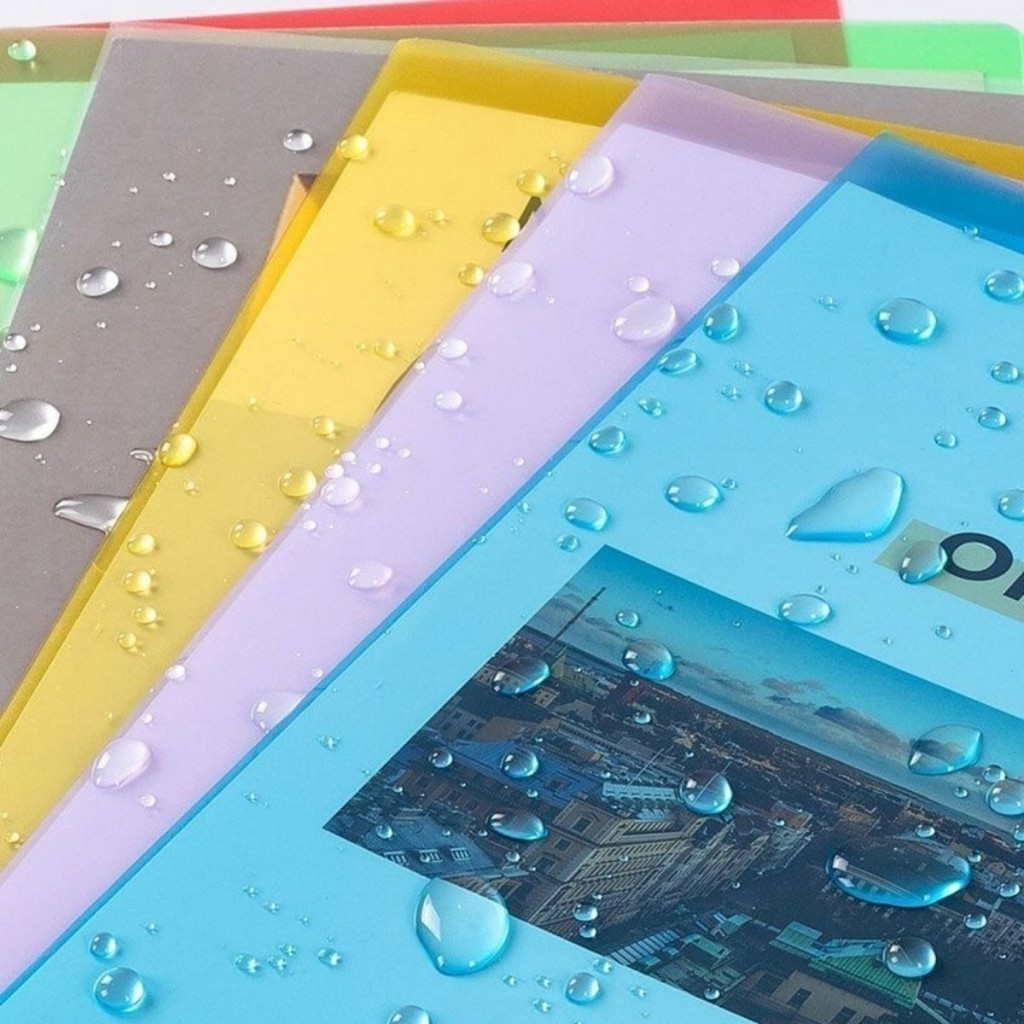 Long L-Type File Folders 12Pcs Clear Colored Pocket Plastic Documents ...