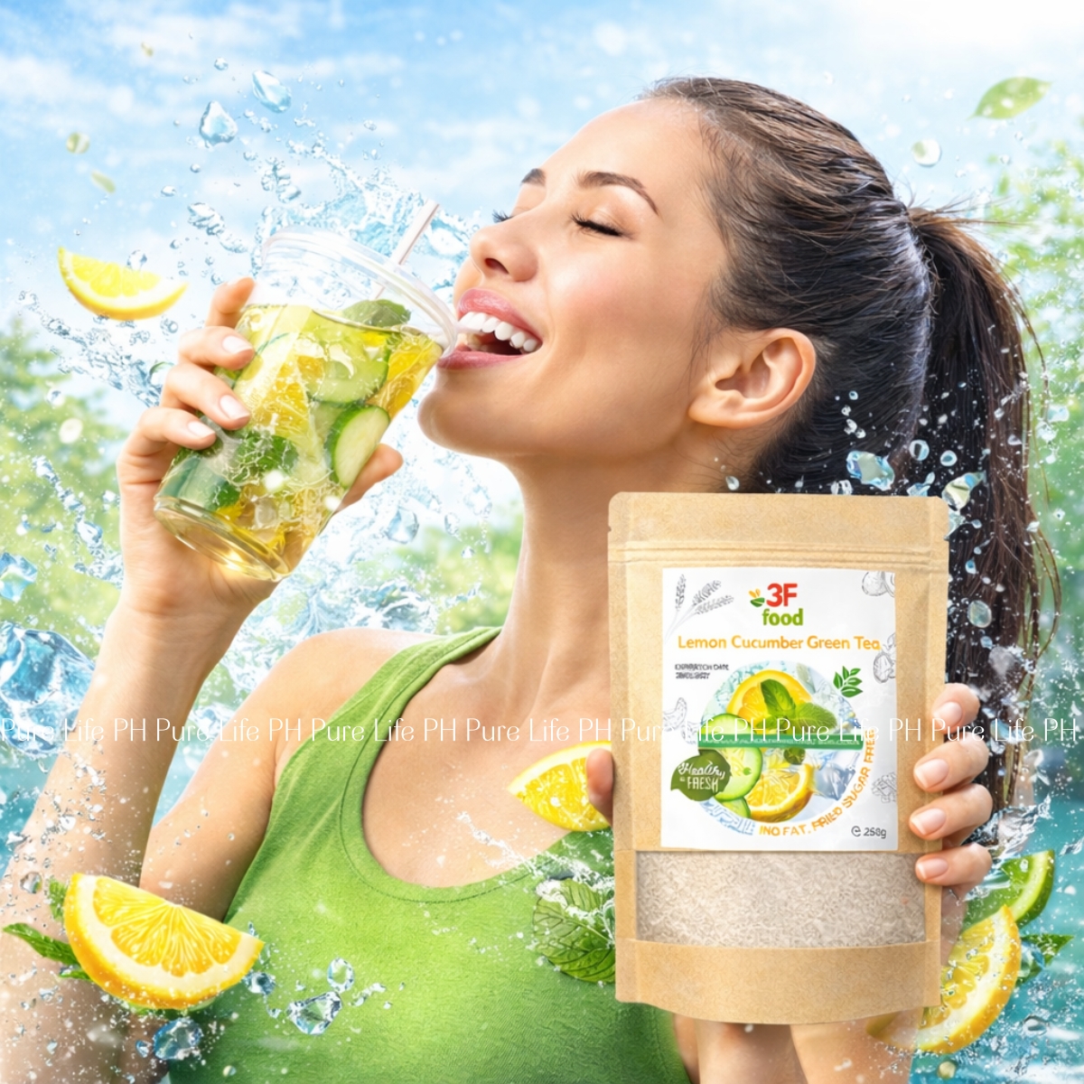 Cleanse Lemon Cucumber Powdered Green Tea with Fiber 100g -250g -500g ...