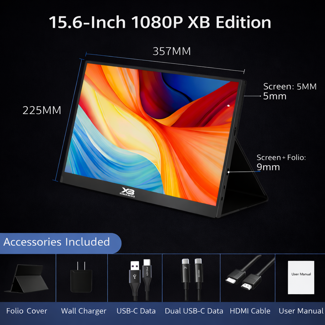 XB 15.6 Inches Portable Monitor Full HD Quality Display Screen External ...