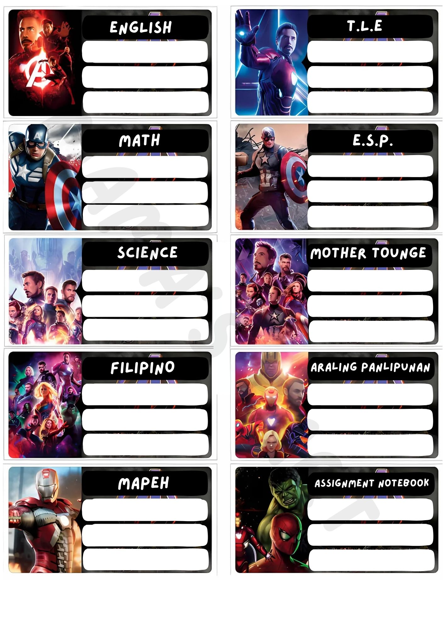 SUBJECT LABEL STICKER SET FOR NOTEBOOKS – VIVID COLOR AND GLOSSY ...