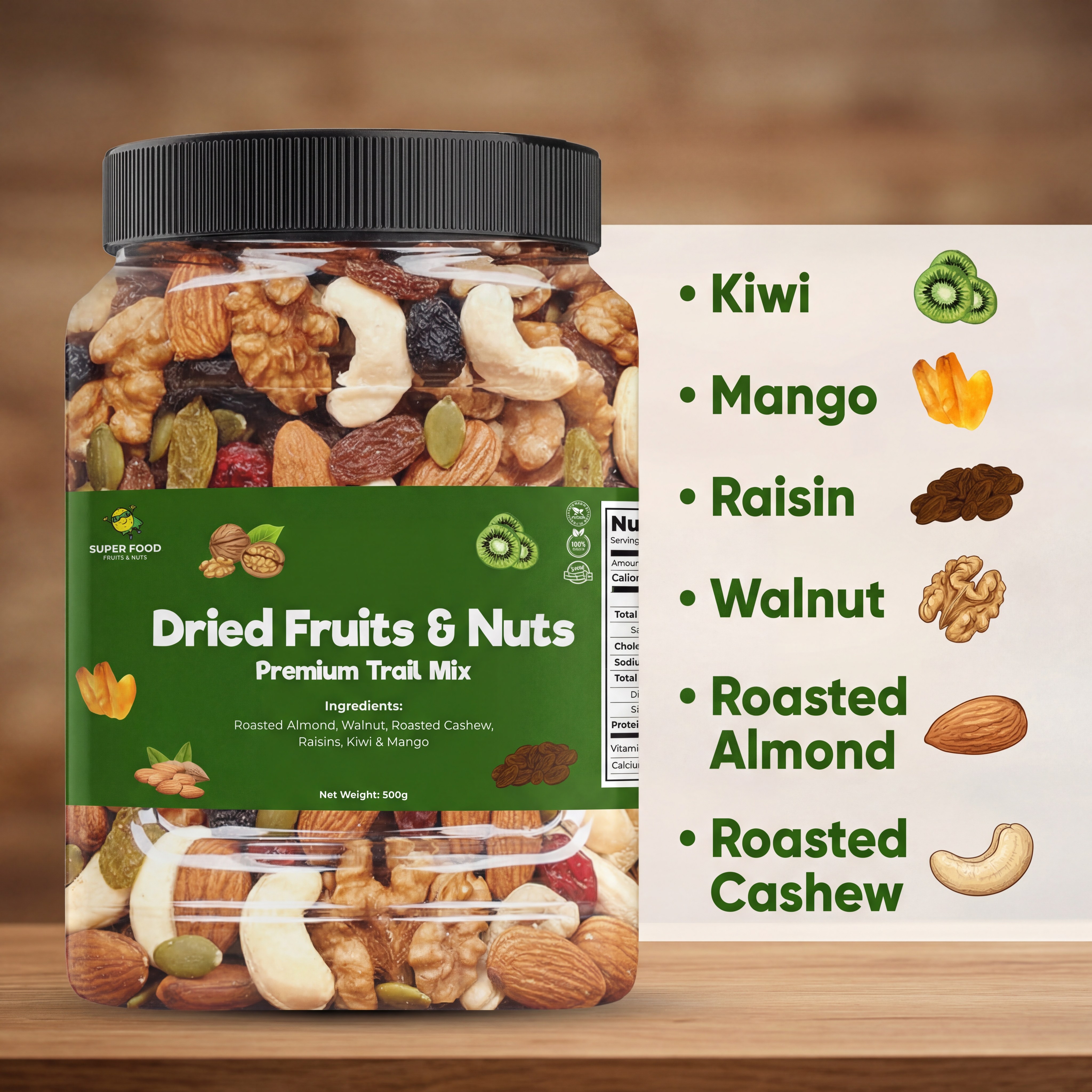 Premium Dried Fruits & Nuts Trail Mix | Crunchy & Chewy Snack | Healthy ...