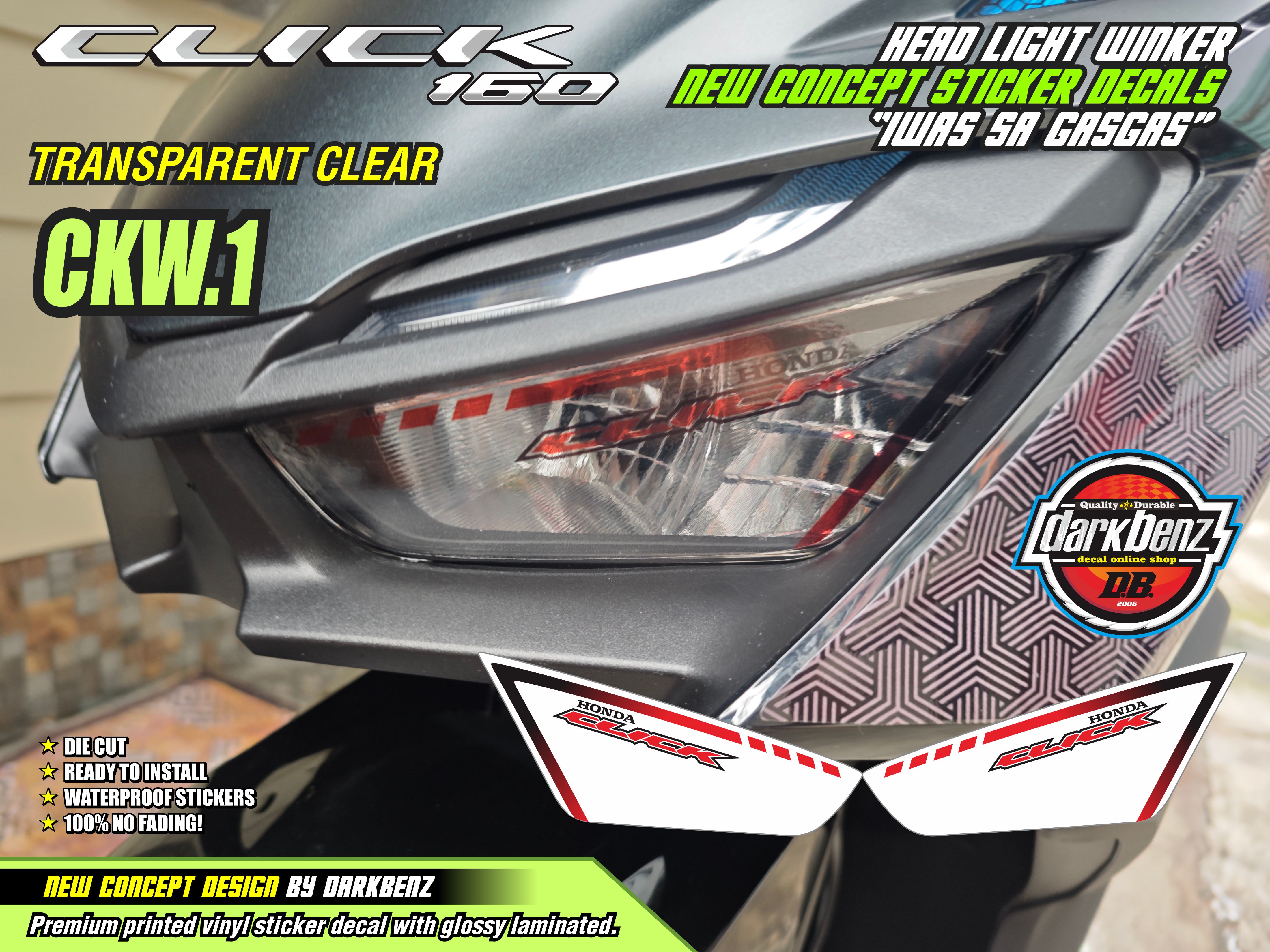 Honda Click 160 V1 Winker Clear Design Quality Printed Sticker Decal ...