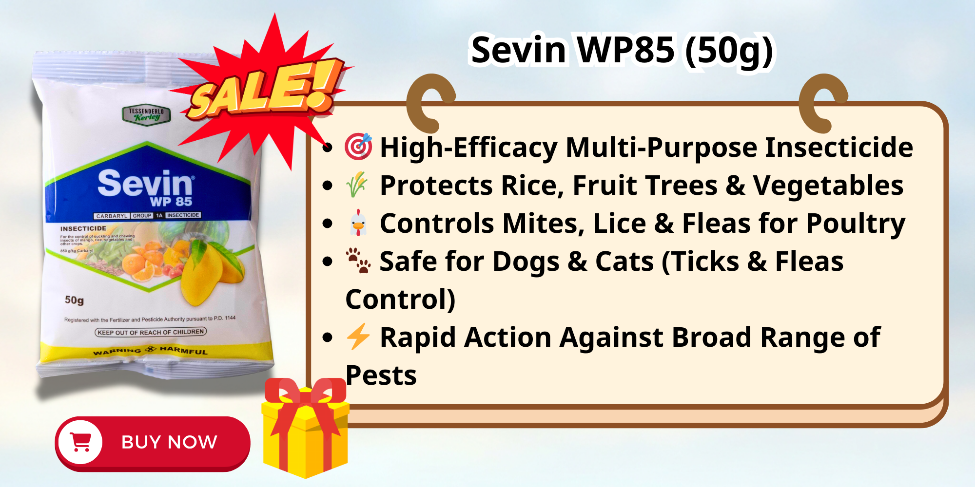 CARBARYL Anti Tick And Flea for Dogs & Crops | (50g) Sevin Powder WP85 ...