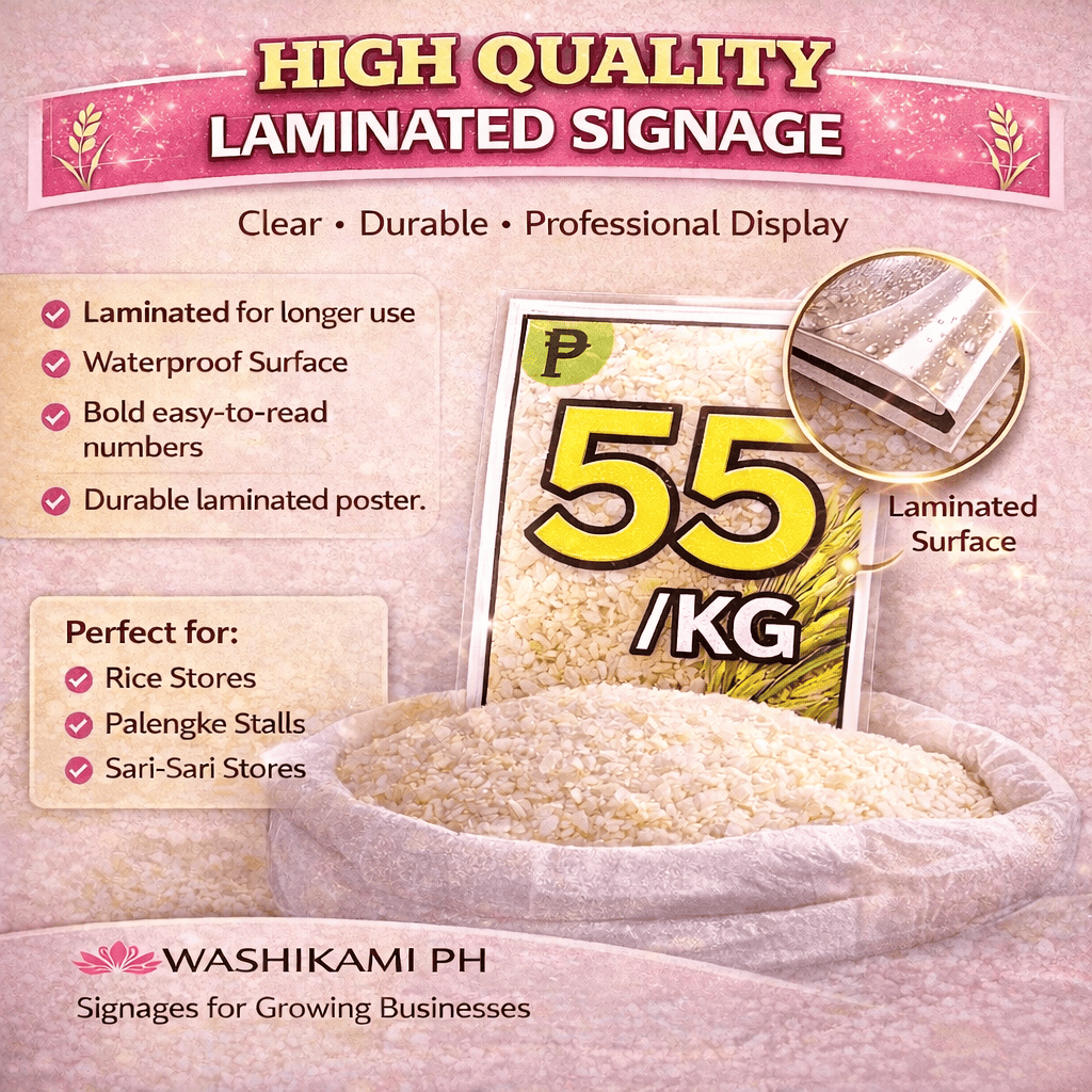Bigasan Signage | A4 Laminated Rice Price Tag | Bigas Price Display ...